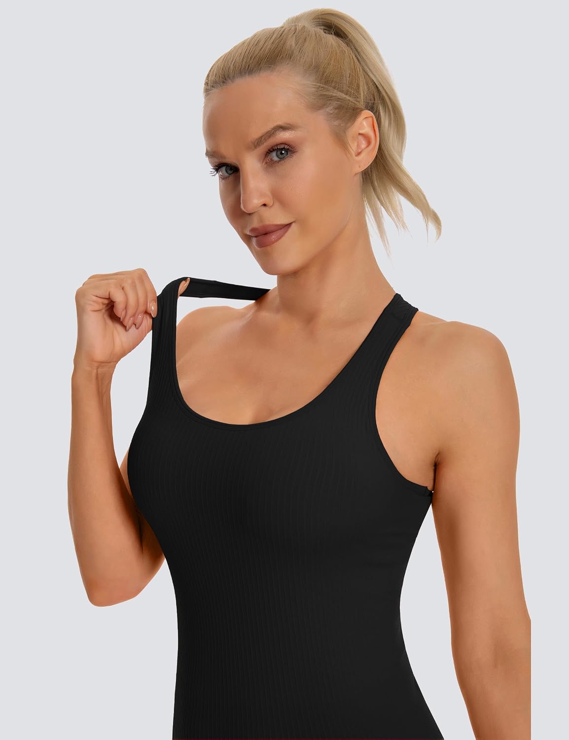 Detalle 2 de MathCat Women's Workout Tank Top with Built-in Bra, Seamless Racerback