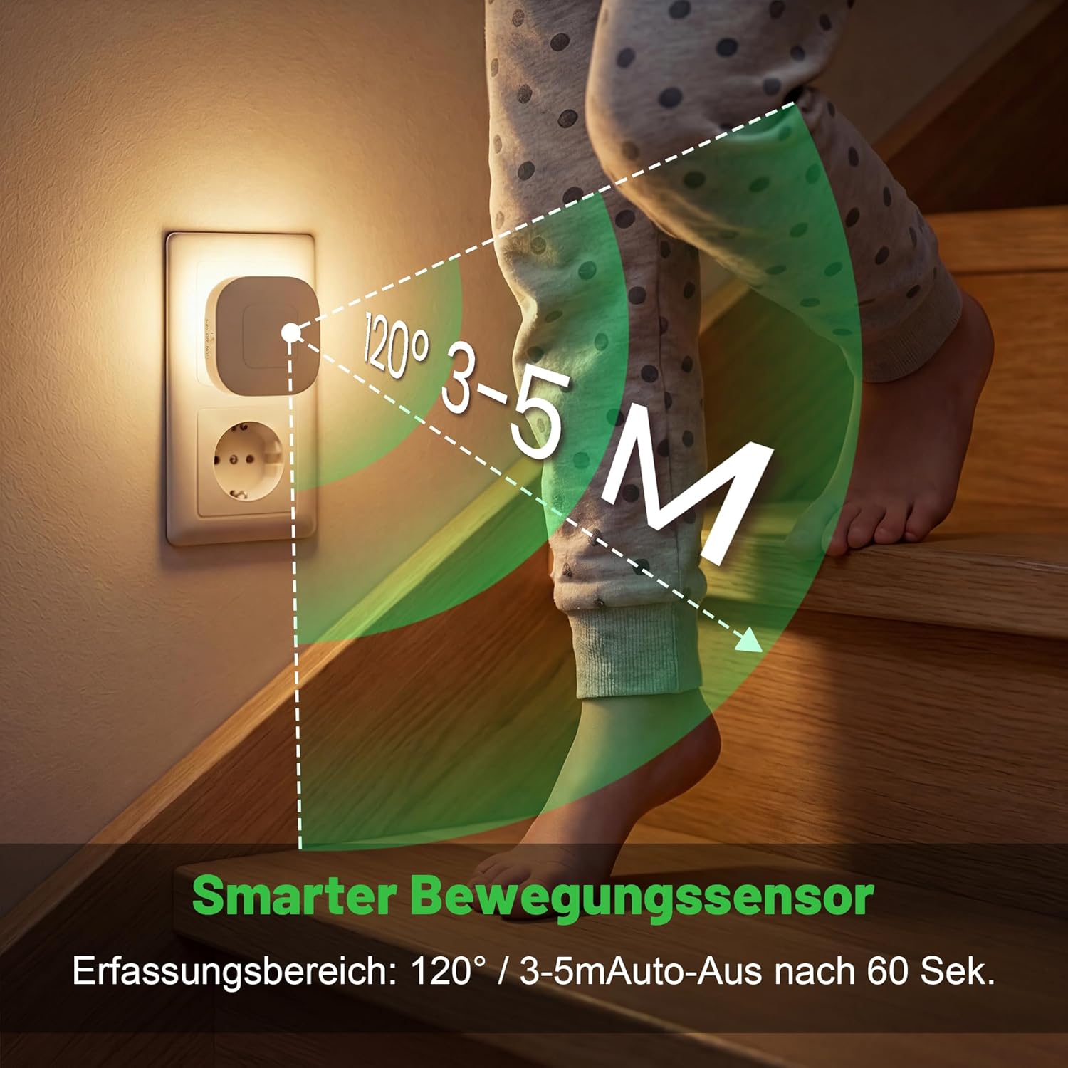 Thumbnail 2 de daphomeu Nachtlicht Steckdose mit Bewegungs- und Dämmerungssensor – 2er-Set, 16 LEDs, dimmbar