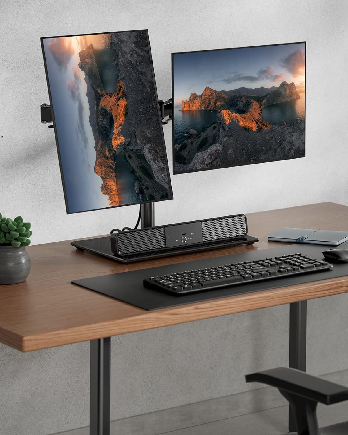 Thumbnail 6 de ErGear Dual Monitor Stand for 13"–32" Screens — Freestanding, Wide Base Dual Monitor Arm Desk Mount