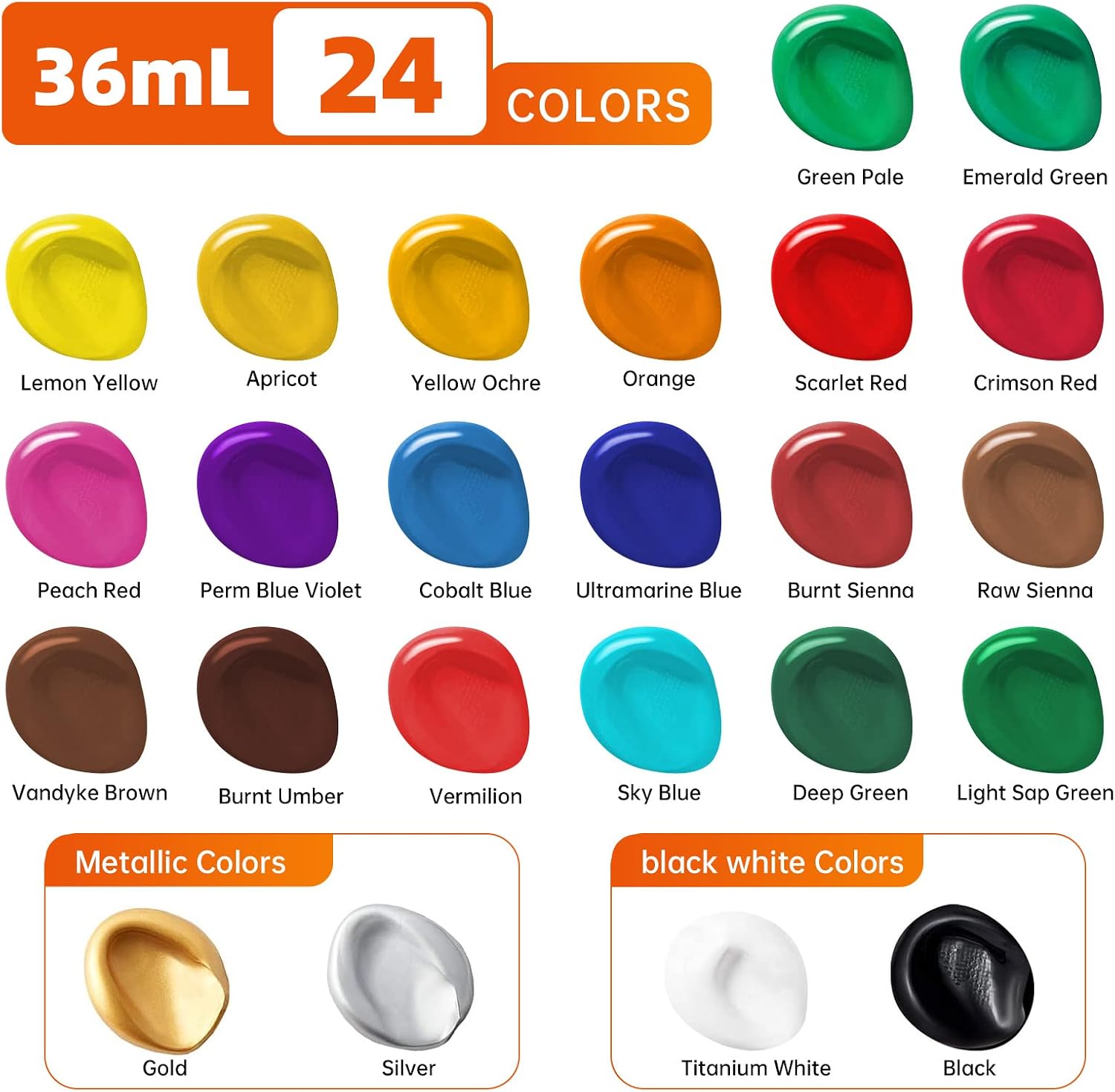 Thumbnail 1 de Acrylic Paint Set 24 x 36 ml with 10 Brushes