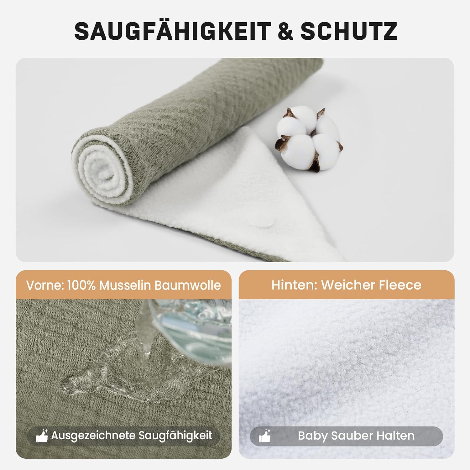Thumbnail 2 de IKWOLETI Lätzchen Dreieckstuch Musselin 8er-Set