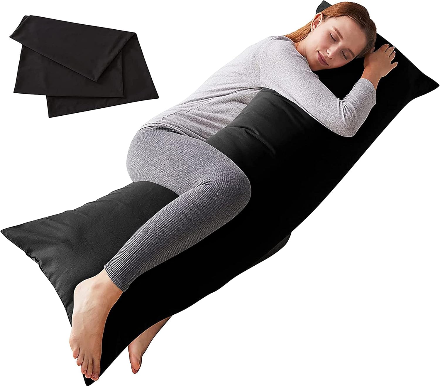 Detalle de ELNIDO QUEEN 20 x 54-Inch Body Pillow with Black Polyester Pillowcase