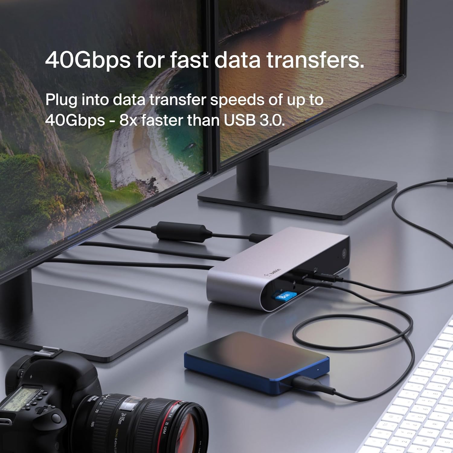 Thumbnail 3 de Belkin Thunderbolt 4 Dock Pro with 2 x Thunderbolt 4 and dual HDMI (single 8K @ 30Hz) – 90W Power Delivery