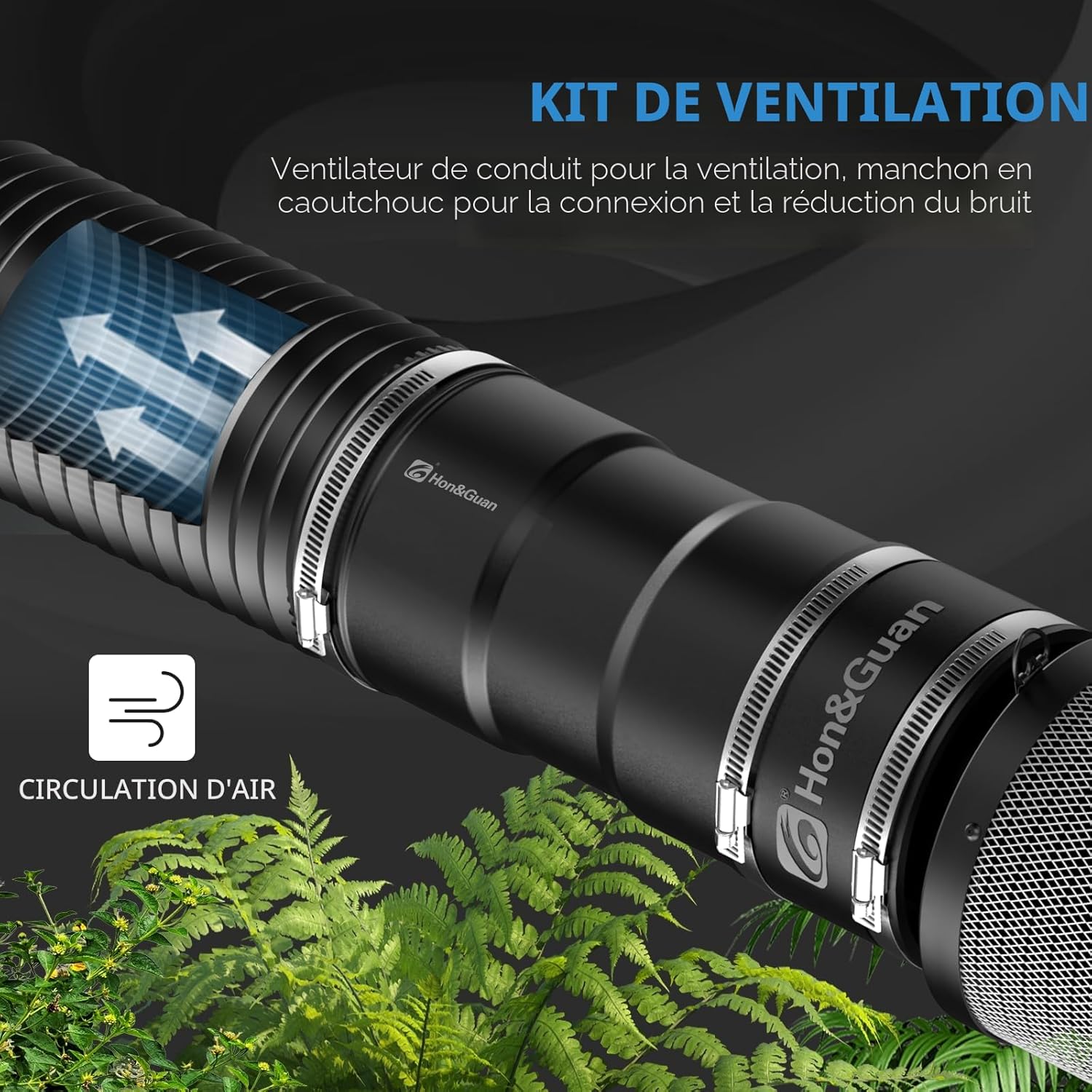 Thumbnail 6 de Hon&Guan kit complet de ventilateur tubulaire en ligne 150 mm (587 m³/h) avec variateur et filtre à charbon actif