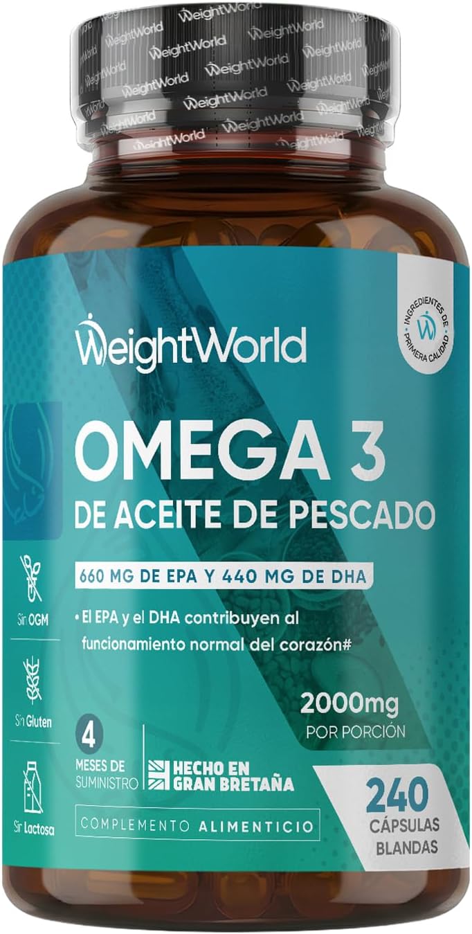 Detalle de Omega 3 2000mg - 240 Perlas de Aceite de Pescado 🐟
