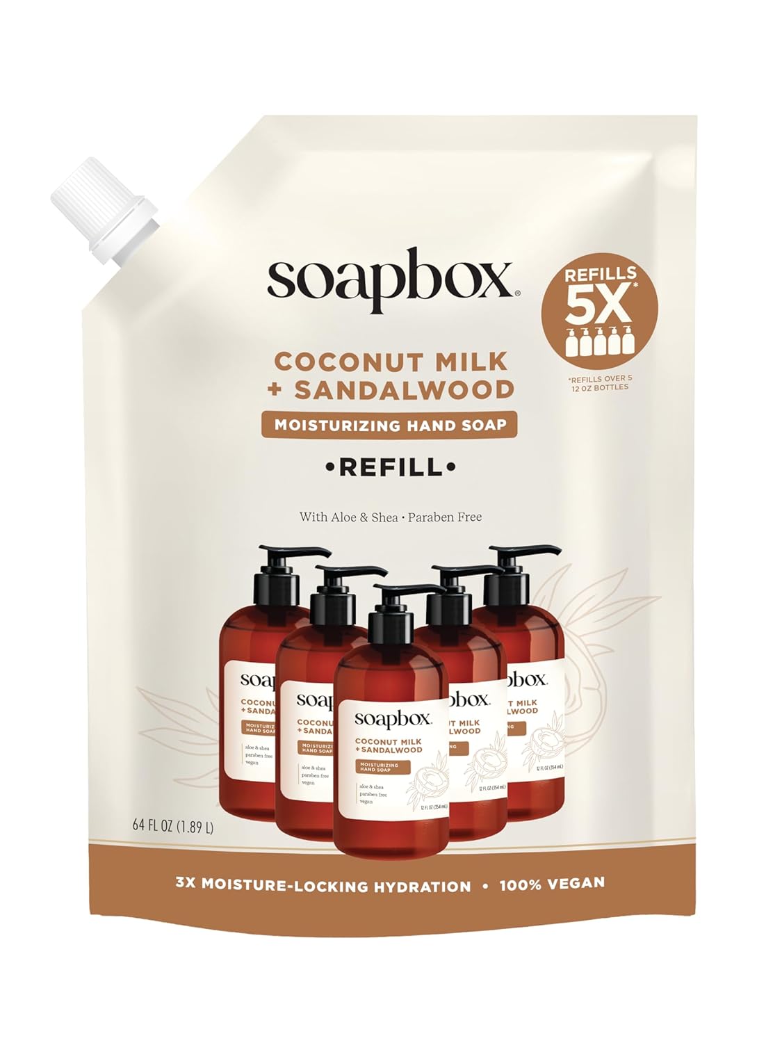 Soapbox Liquid Hand Soap Refill (Coconut Milk & Sandalwood) — 64oz Half Gallon Pump Refill