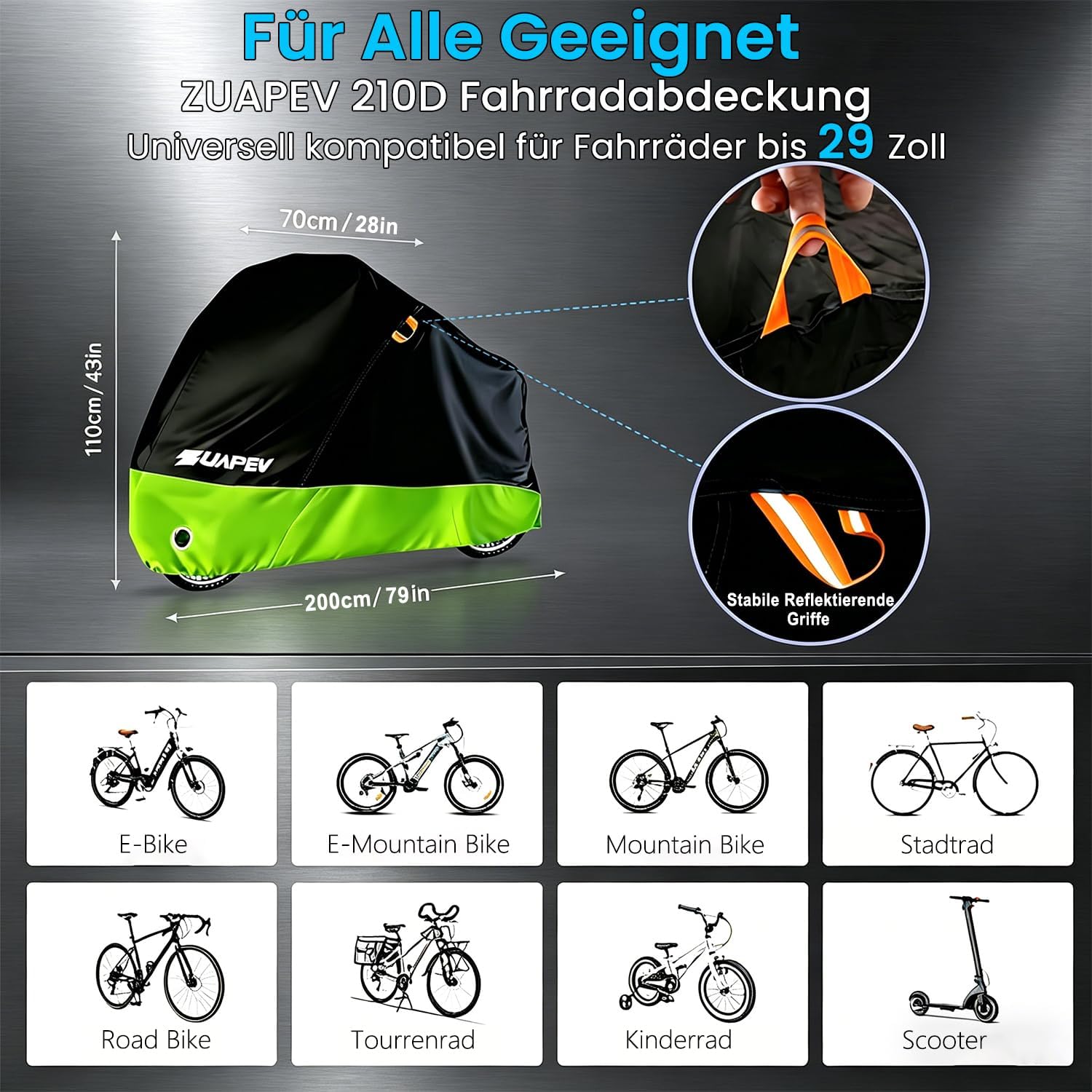 Thumbnail 1 de ZUAPEV Fahrradabdeckung 210D wasserfest 200x110