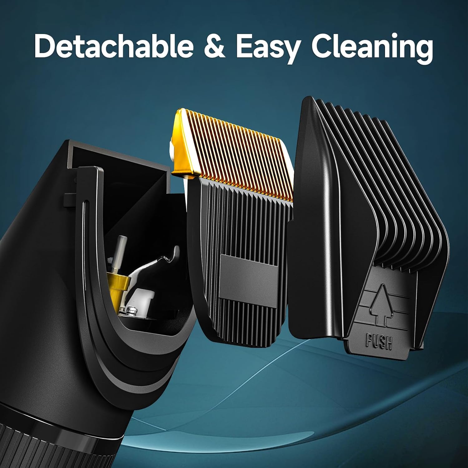 Detalle de 2-in-1 Beard Trimmer and Hair Clipper for Men with Detachable Ceramic-Titanium Blades