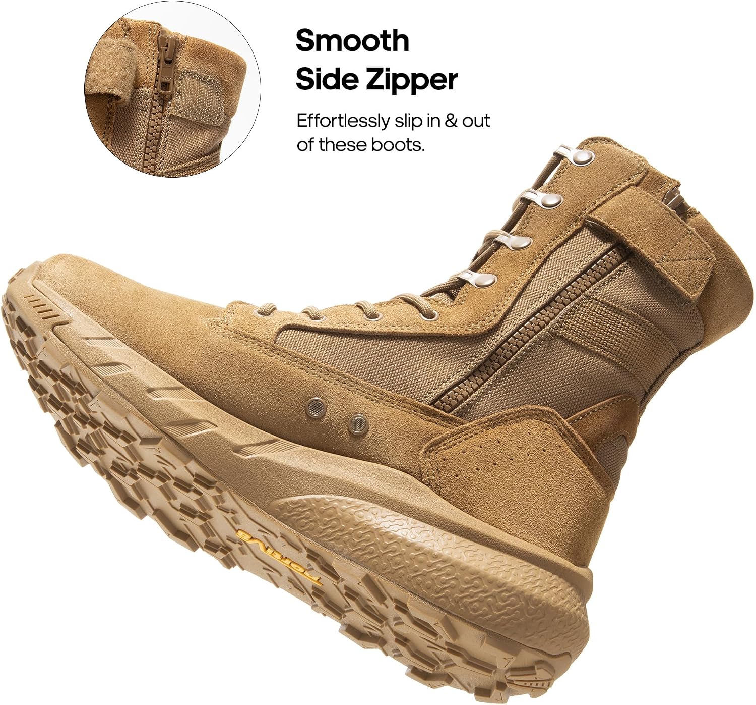 Detalle 2 de NORTIV 8 Peakforce Men's 8-Inch Tactical Boots with Leather and Side Zipper