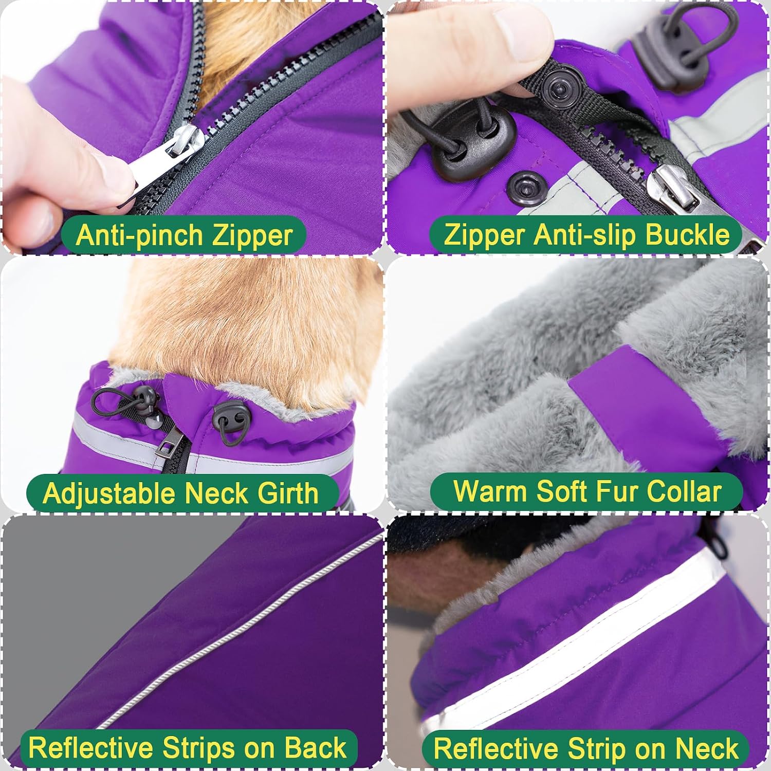 Detalle de Fragralley TC2021 Dog Coat with Built-In Harness, Waterproof Fleece Lining