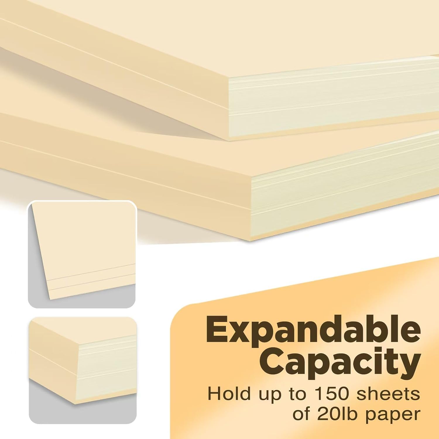 Detalle de WritePads Manila Folder-100 Manila File Folders, Letter Size, 1/3-Cut Tabs, 100 Pack