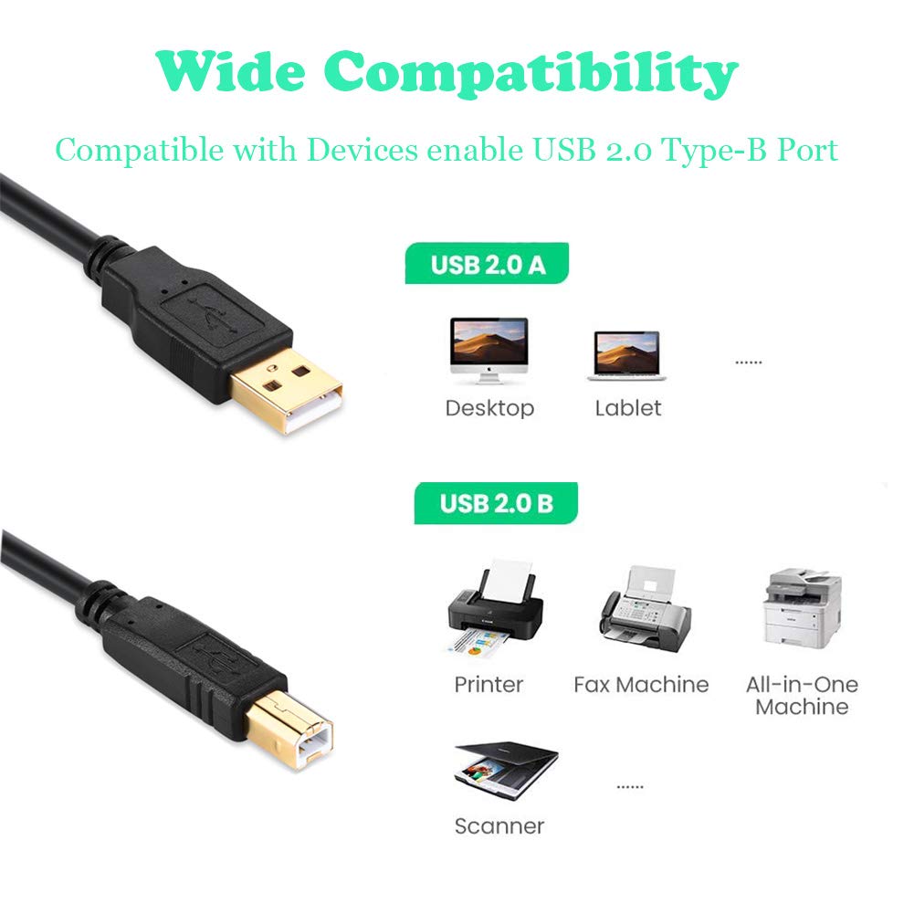 Thumbnail 3 de 10m USB 2.0 Type A to Type B Printer Cable (Male to Male) for HP, Canon, Epson, Dell and more