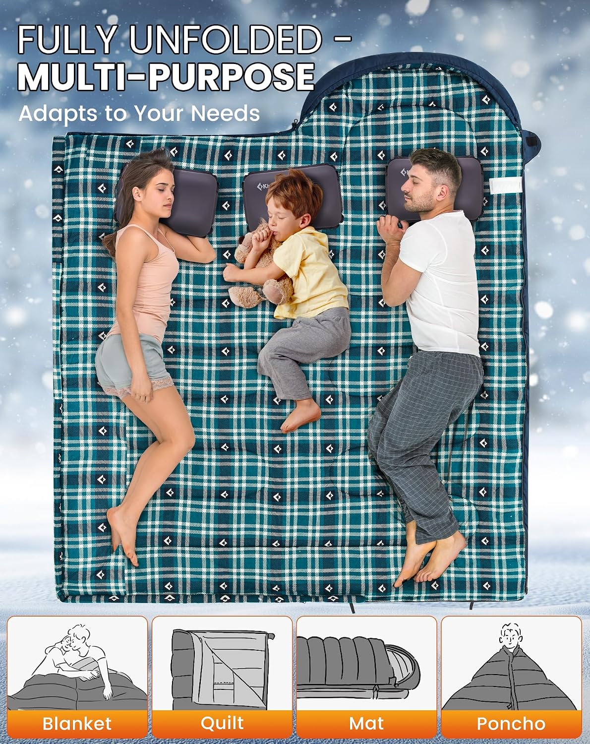 Detalle de KingCamp winter sleeping bag, 300 g/m²