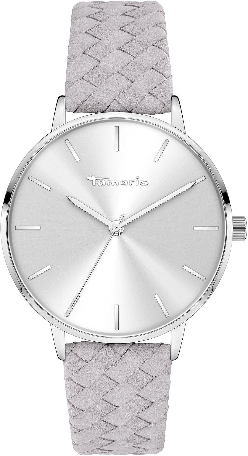 Detalle de Tamaris Damenuhr mit Lederband – Runde, schlichte Armbanduhr, 36 mm