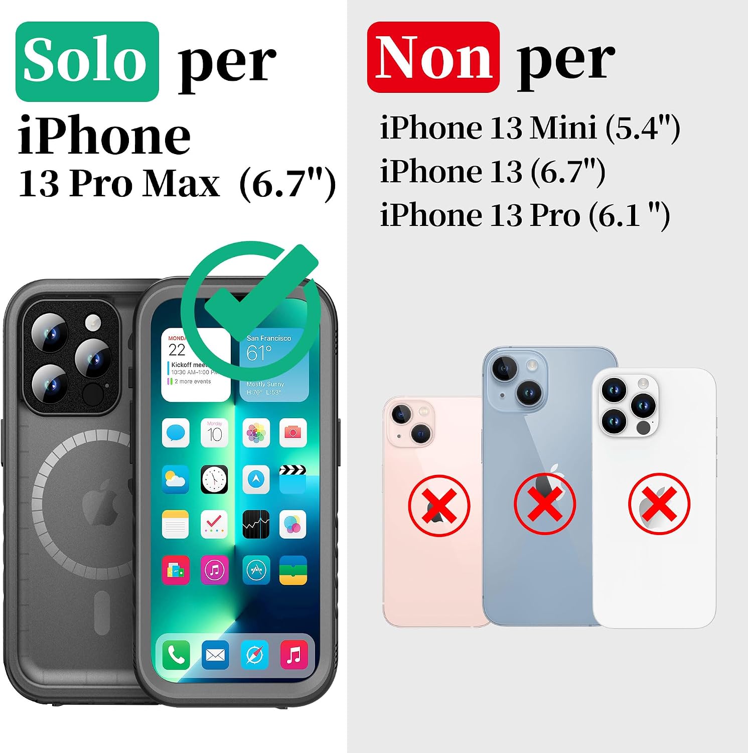 Detalle de Cozycase Cover TOP Antiurto IP68 per iPhone 13 Pro Max (Nero/M)