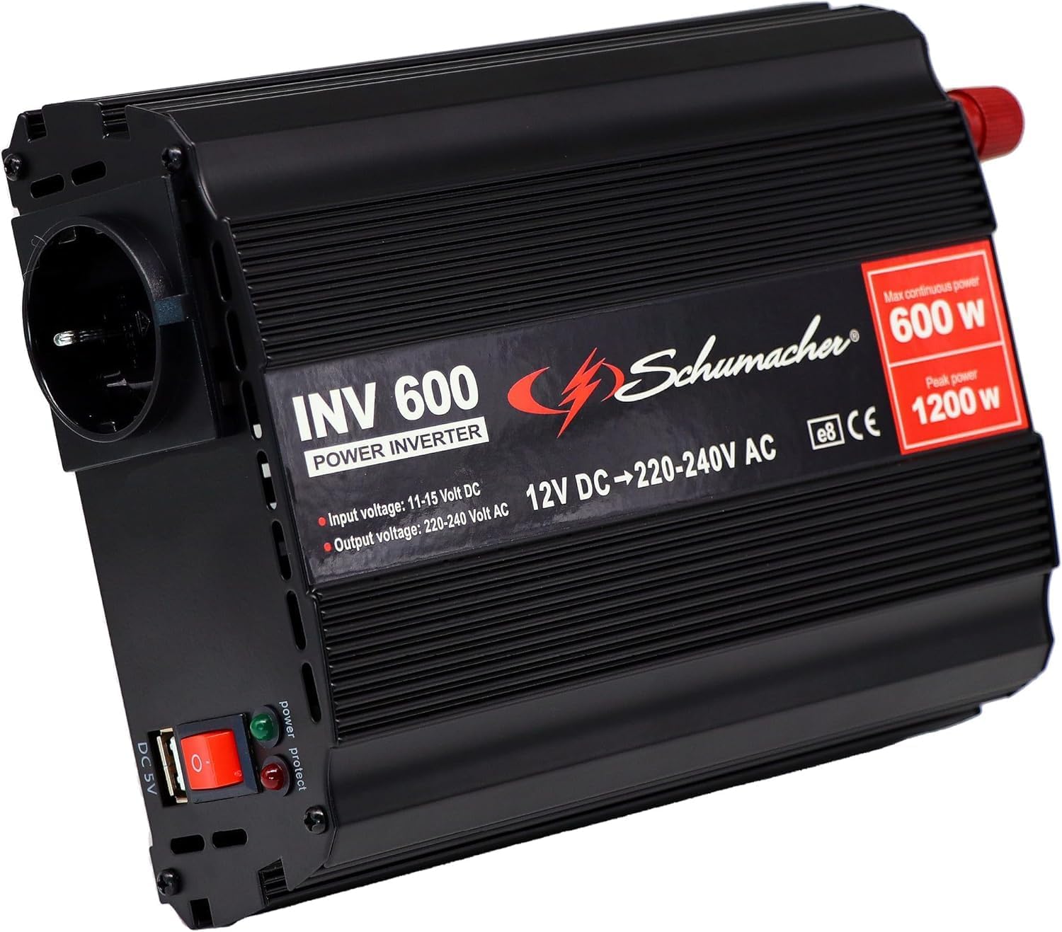 Detalle 2 de Schumacher Electric INV600 – przetwornica 12 V na 230 V, 600 W ciągłej mocy