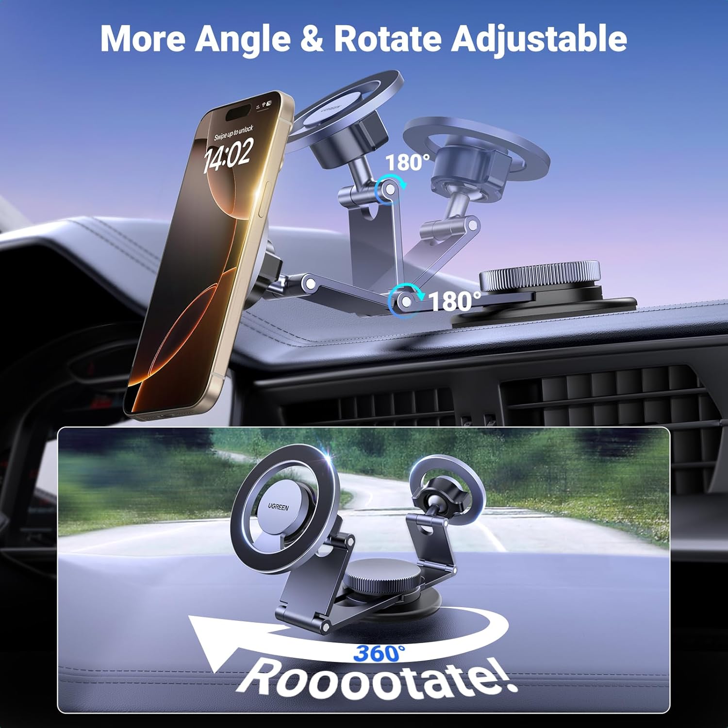 Detalle 2 de UGREEN Car Phone Holder 360° Magnet