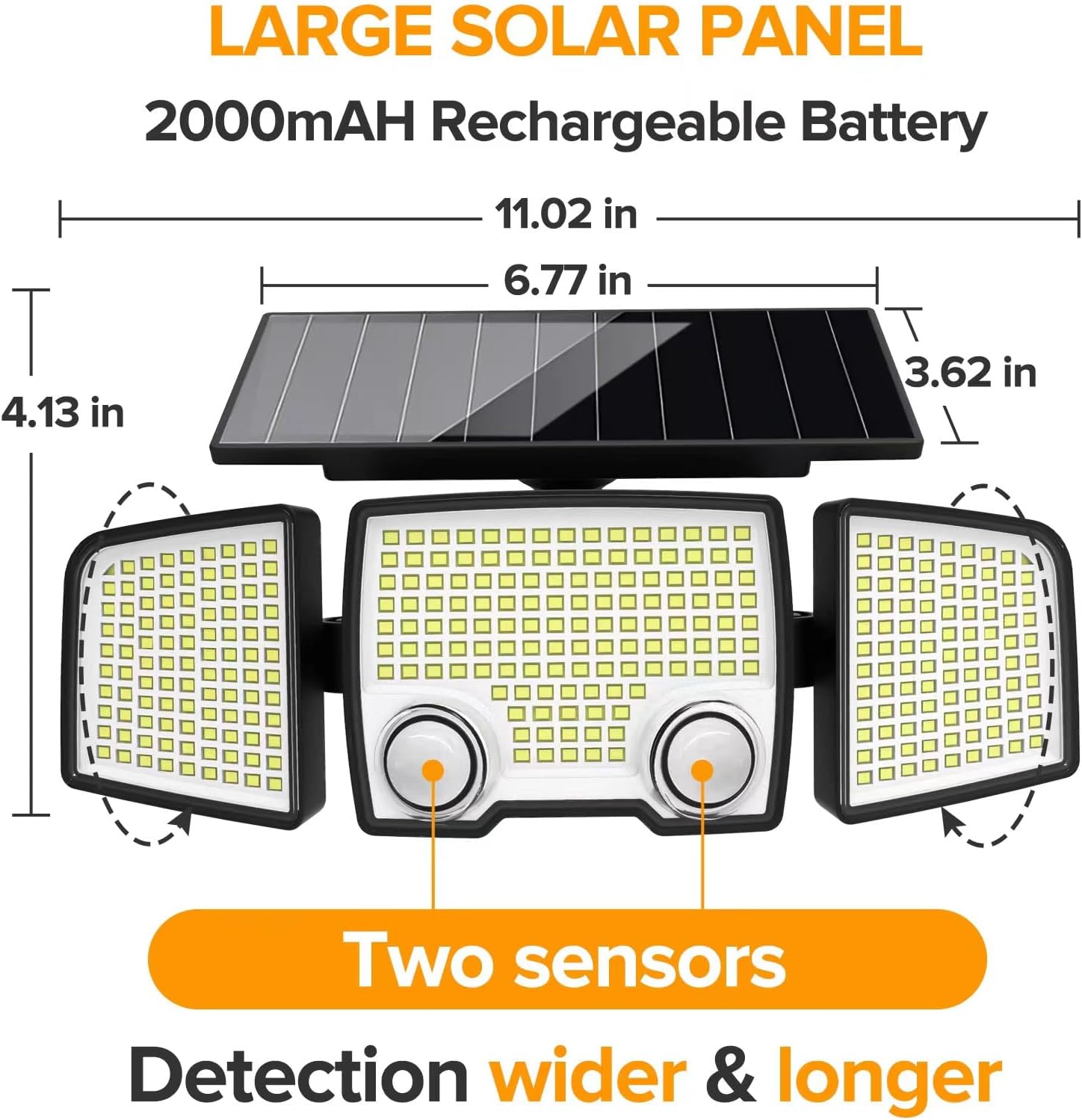 Detalle de LUTEC 332 LED Solar Outdoor Lights with Dual Motion Sensors and 270° Coverage