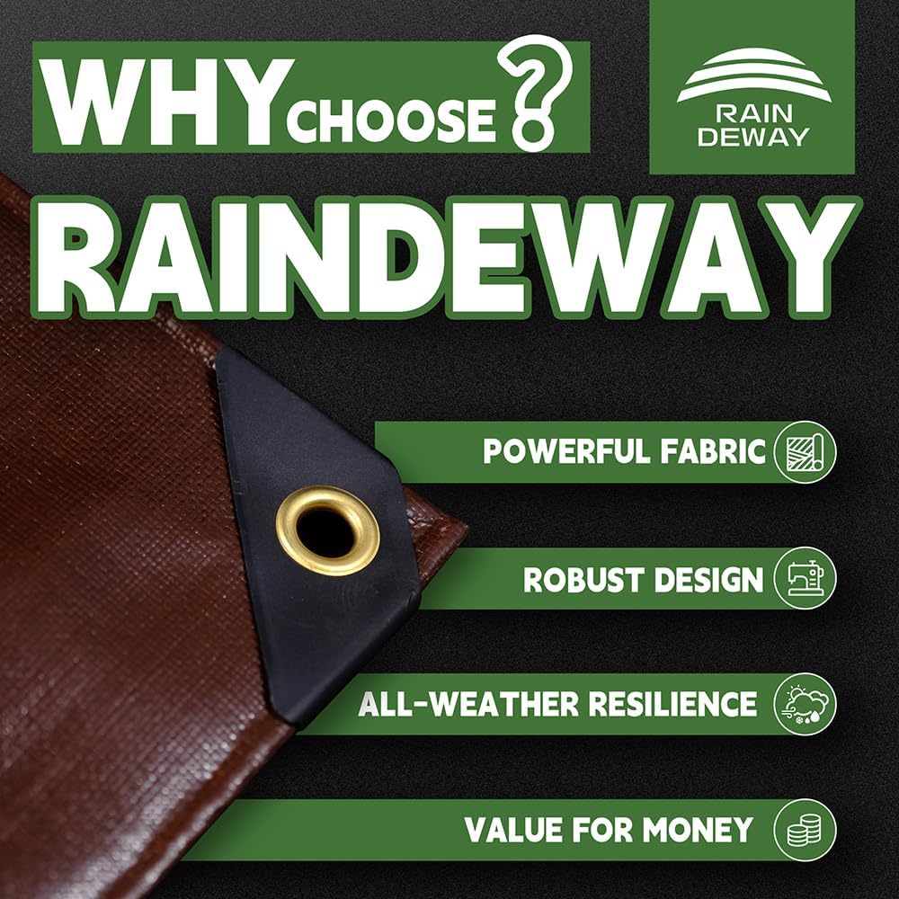 Thumbnail 1 de RAINDEWAY 4x8 Heavy Duty Poly Tarp 18 Mil