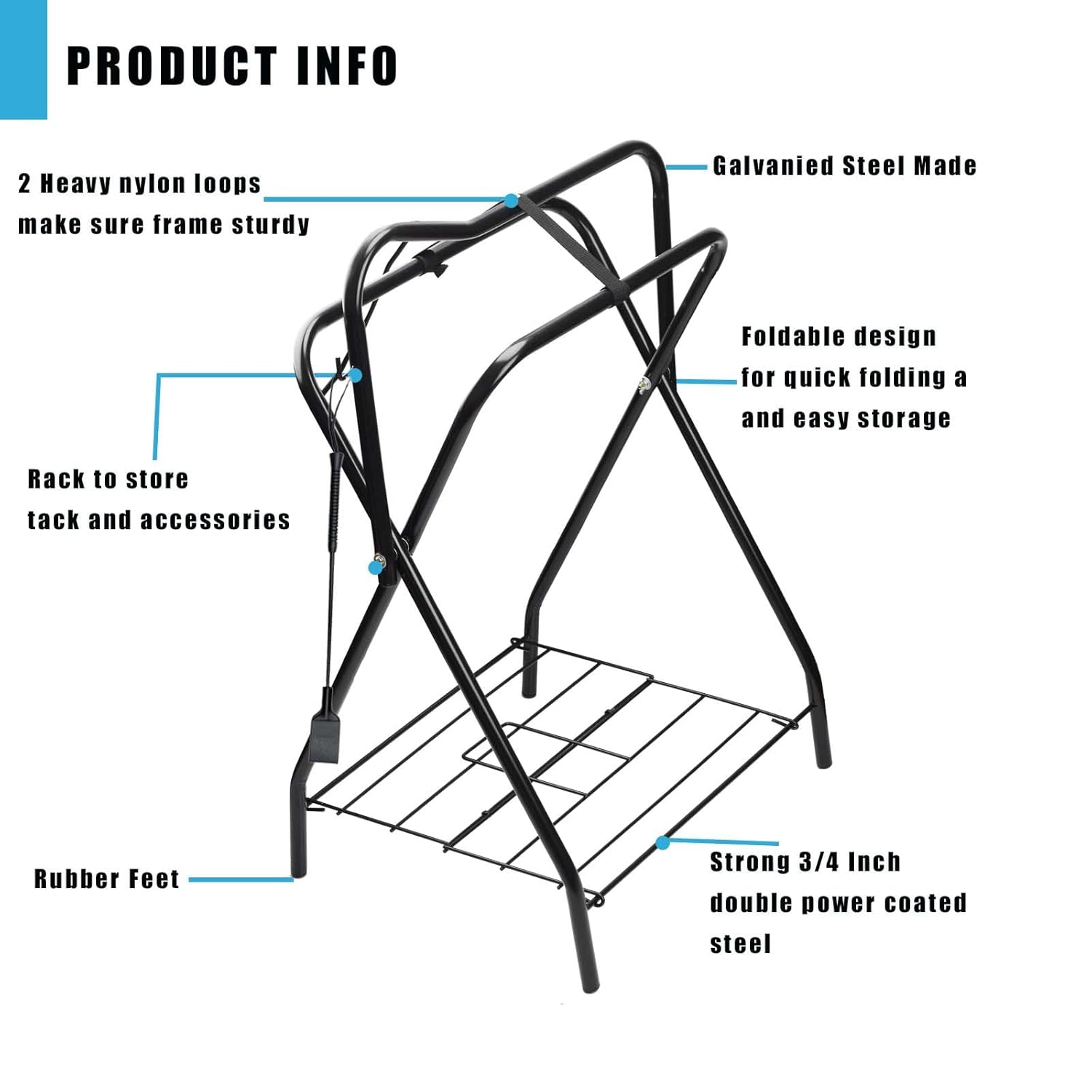 Thumbnail 1 de 1PCS Saddle Rack: Heavy Duty Portable Saddle Stand for English & Western Saddles