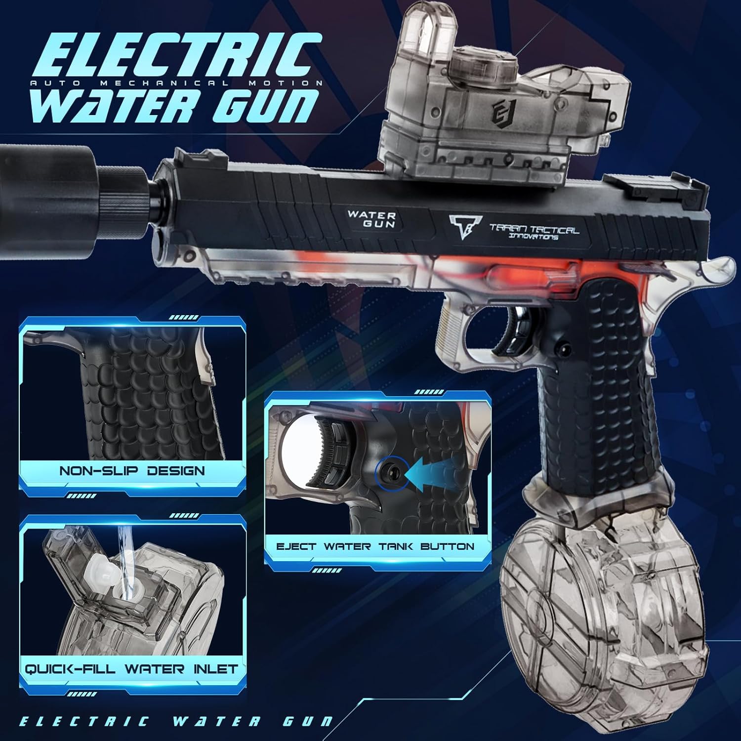 Thumbnail 3 de Jovicos elektrische Wasserpistole mit Licht & Automatik-Ladesystem – Reichweite bis 8,5 Meter, 430-ml-Tank