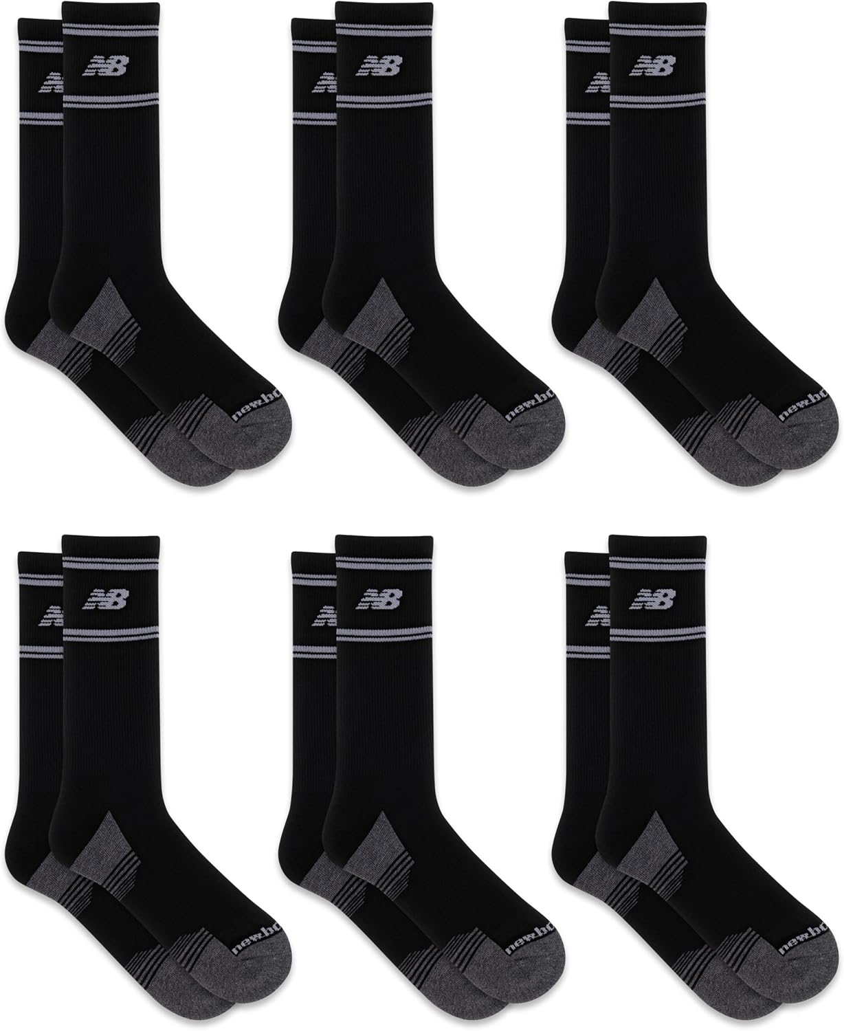 Detalle de New Balance Performance Cushioned Crew Socks – Mixte, 6 ou 12 paires