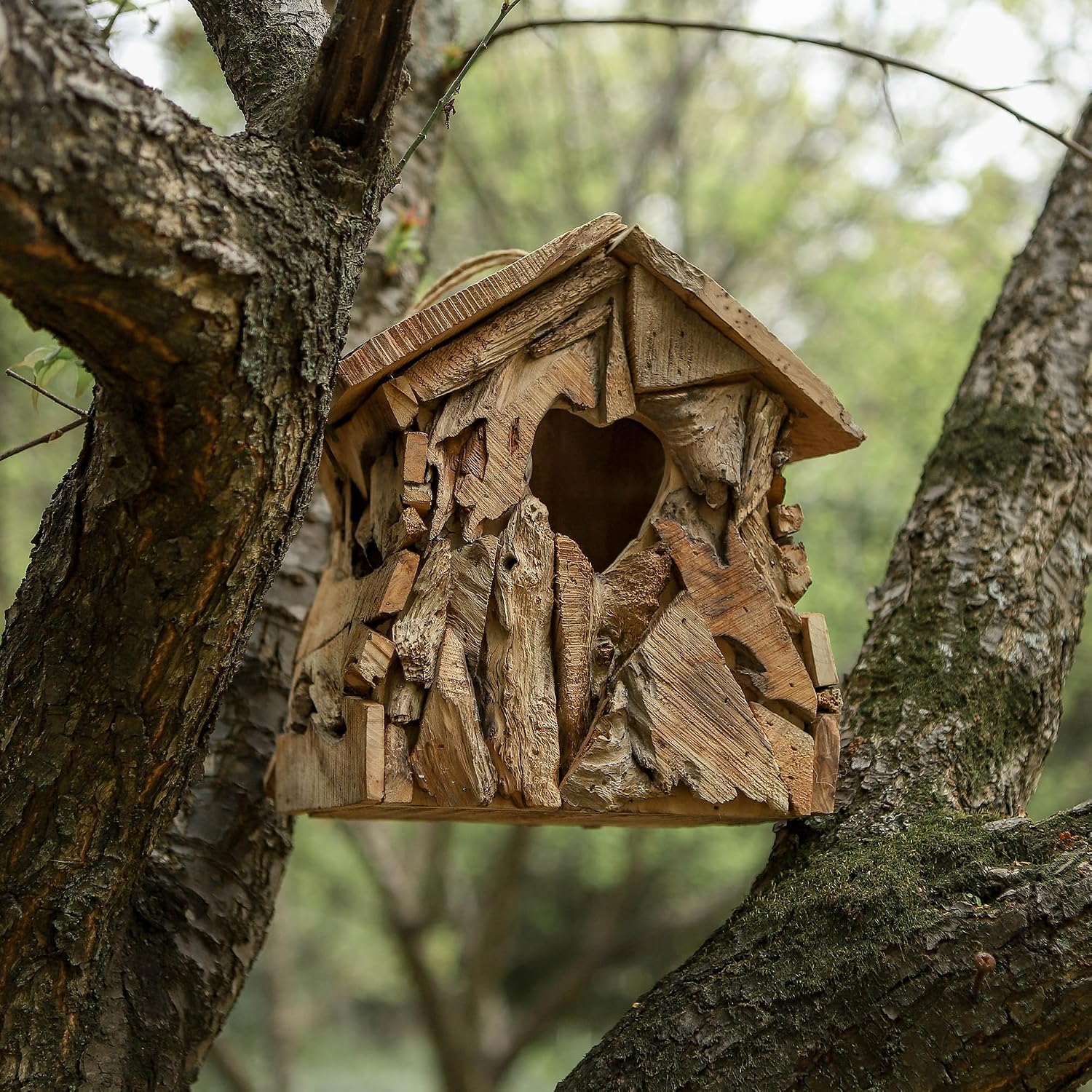 Detalle 2 de Wood Birdhouse with 2.36-Inch Heart-Shaped Entry