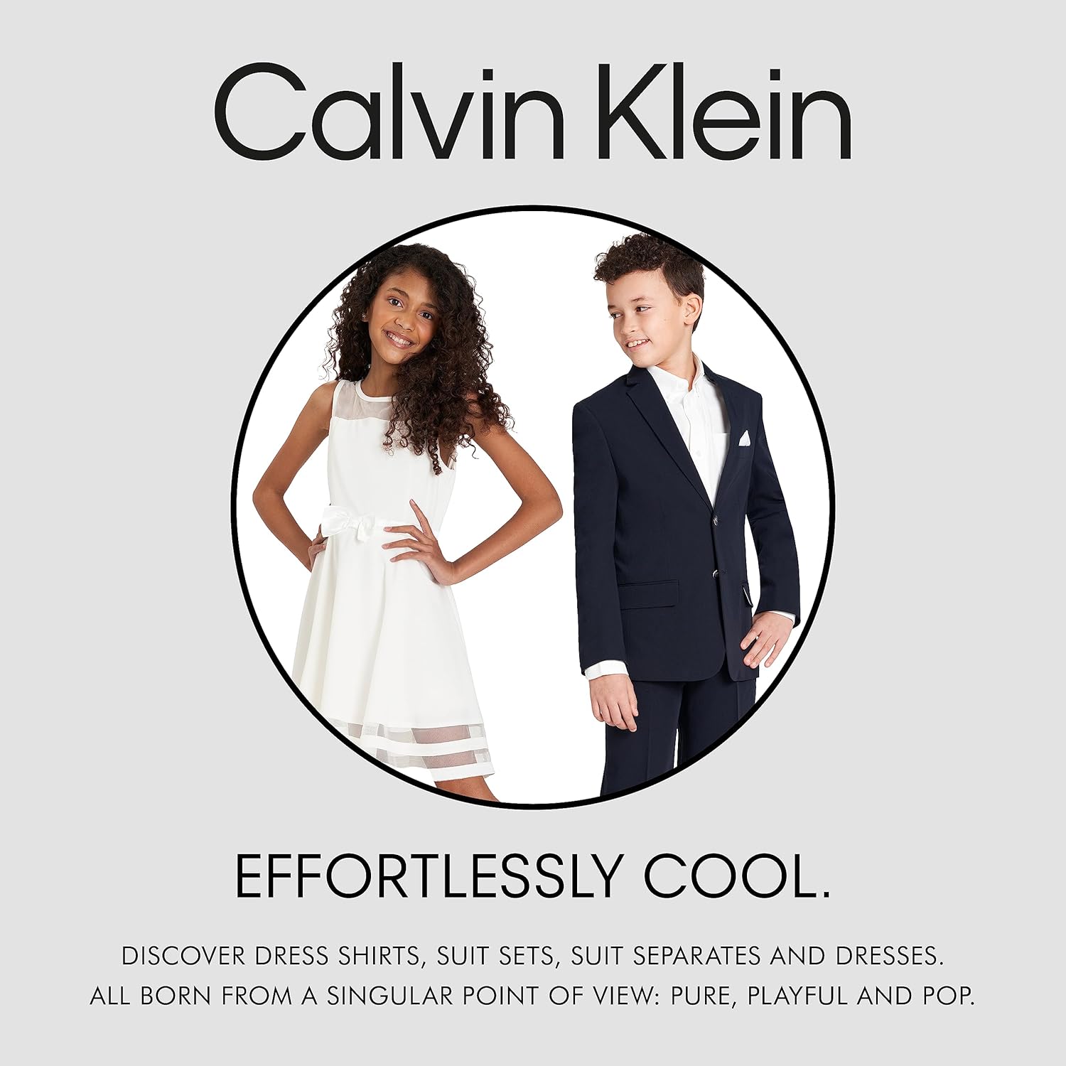 Detalle de Calvin Klein Boys' Long Sleeve Slim Fit Dress Shirt – Button-Down with Cuffs