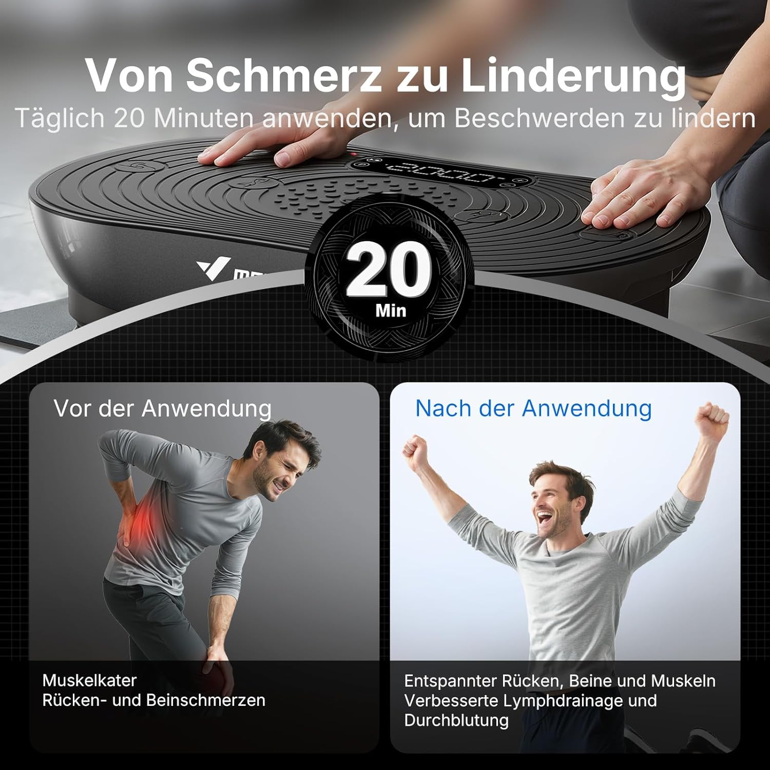 Thumbnail 4 de MERACH Vibrationsplatte V33 mit 99 Geschwindigkeitsstufen, LED-Touchscreen und Bluetooth-Lautsprecher