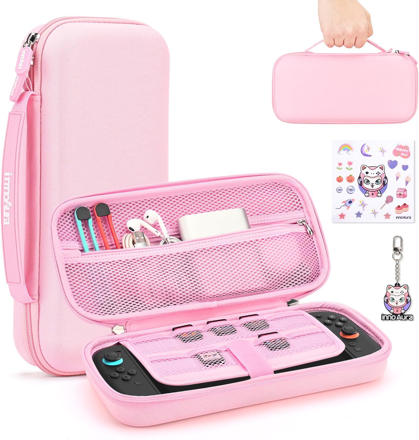 Detalle de innoAura Switch 2 Carrying Case 9‑slot Pink