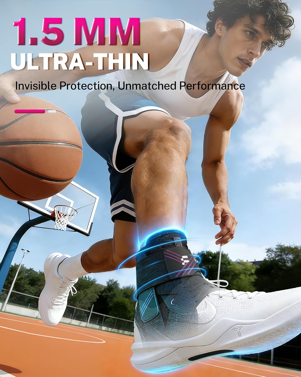 Detalle de Fitomo 1.5mm Ultra-Thin Ankle Support: Slim, Breathable Recovery for Daily and Sports Use