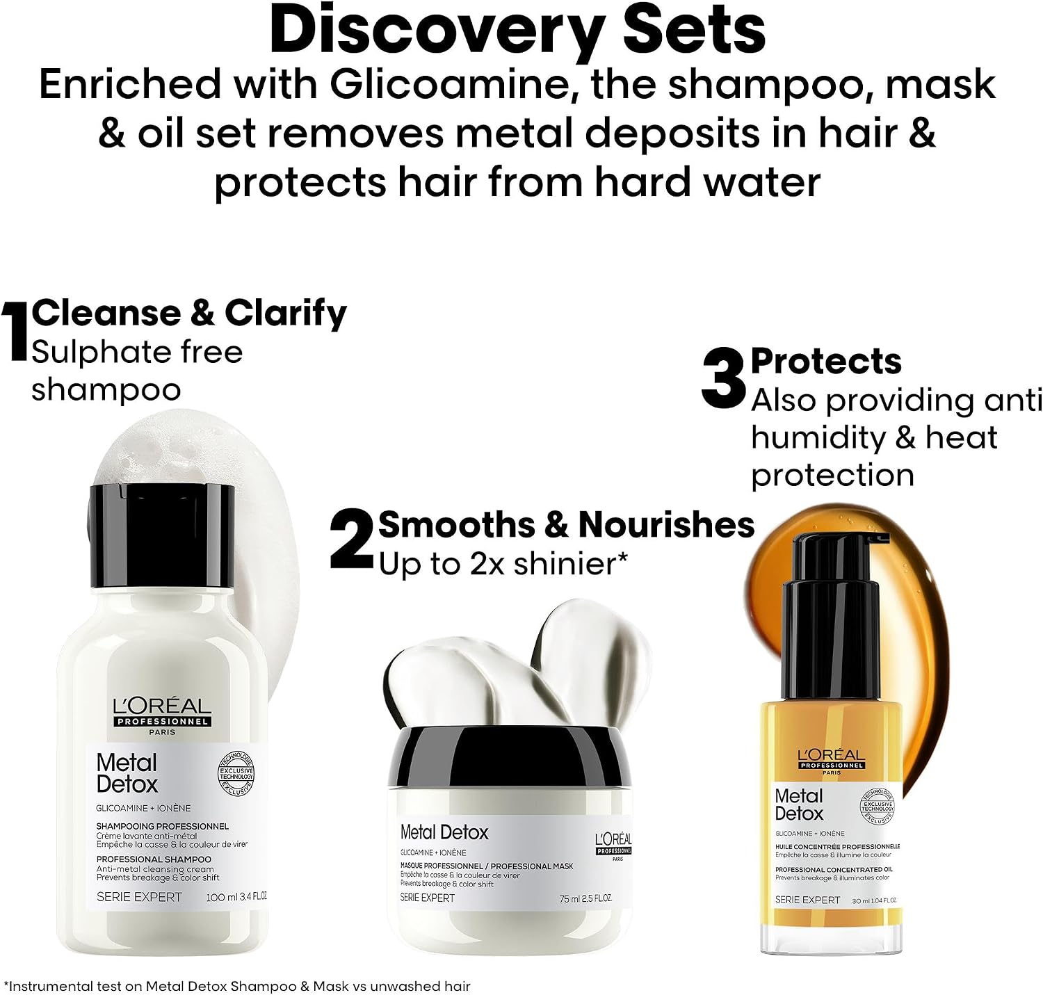 Detalle 2 de L’Oréal Professionnel Metal Detox Discovery Gift Set: Shampoo, Hair Mask & Hair Oil (100ml, 75ml & 30ml)