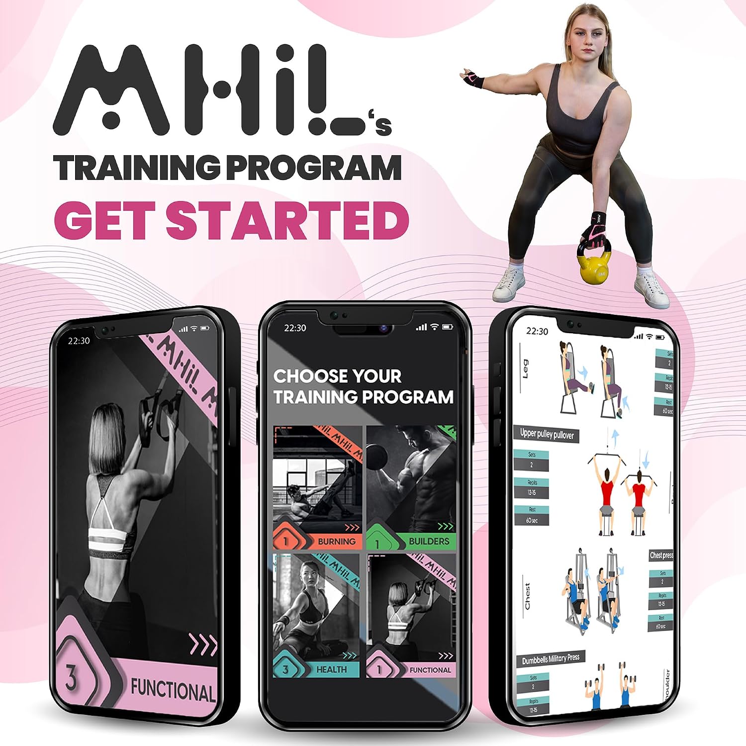 Detalle de MhIL Women's Workout Gloves with Breathable Mesh, Padded Grip and Wrist Wraps