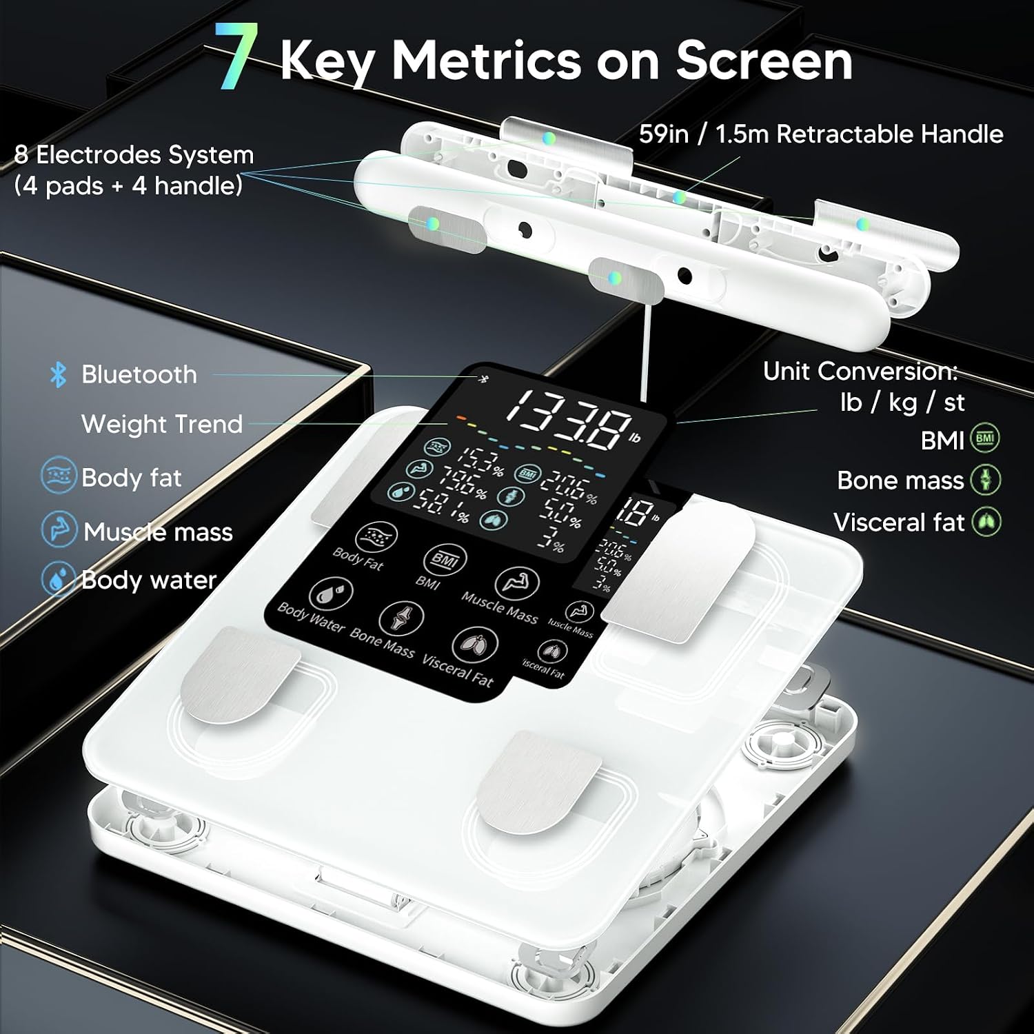 Detalle de arboleaf Smart Scale with 8-Electrode Body Composition Analysis and App Tracking