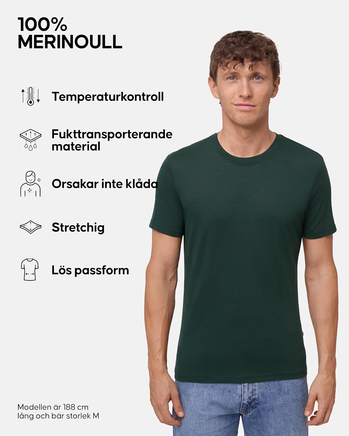 Thumbnail 1 de DANISH ENDURANCE T-shirt i 100 % merinoull för herr, avslappnad passform