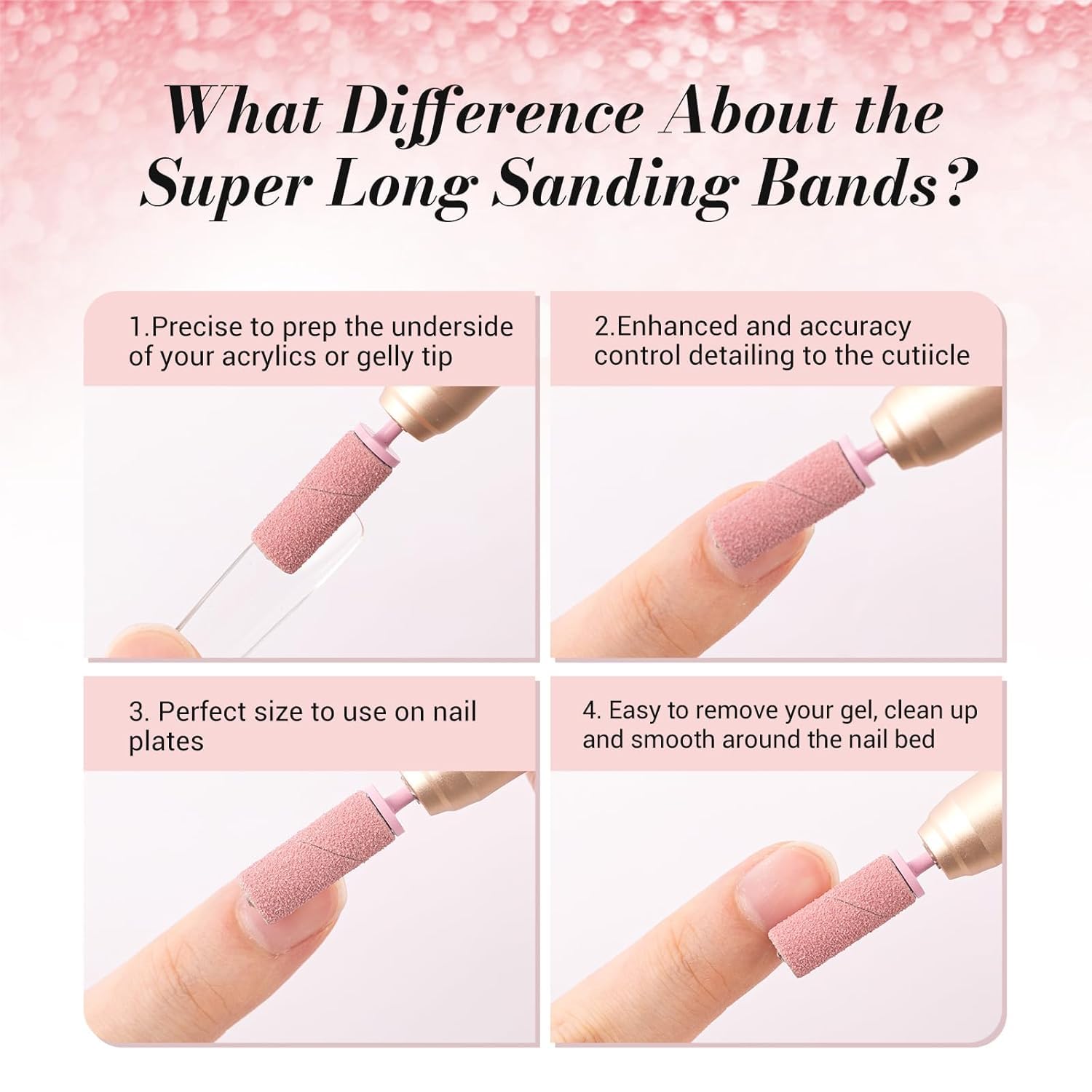 Thumbnail 2 de MelodySusie 50 extra-lange Schleifhülsen für Nagelfräser (Kristall-Mandrel, 6,65 mm) – Körnung 180 für Gel & Acryl