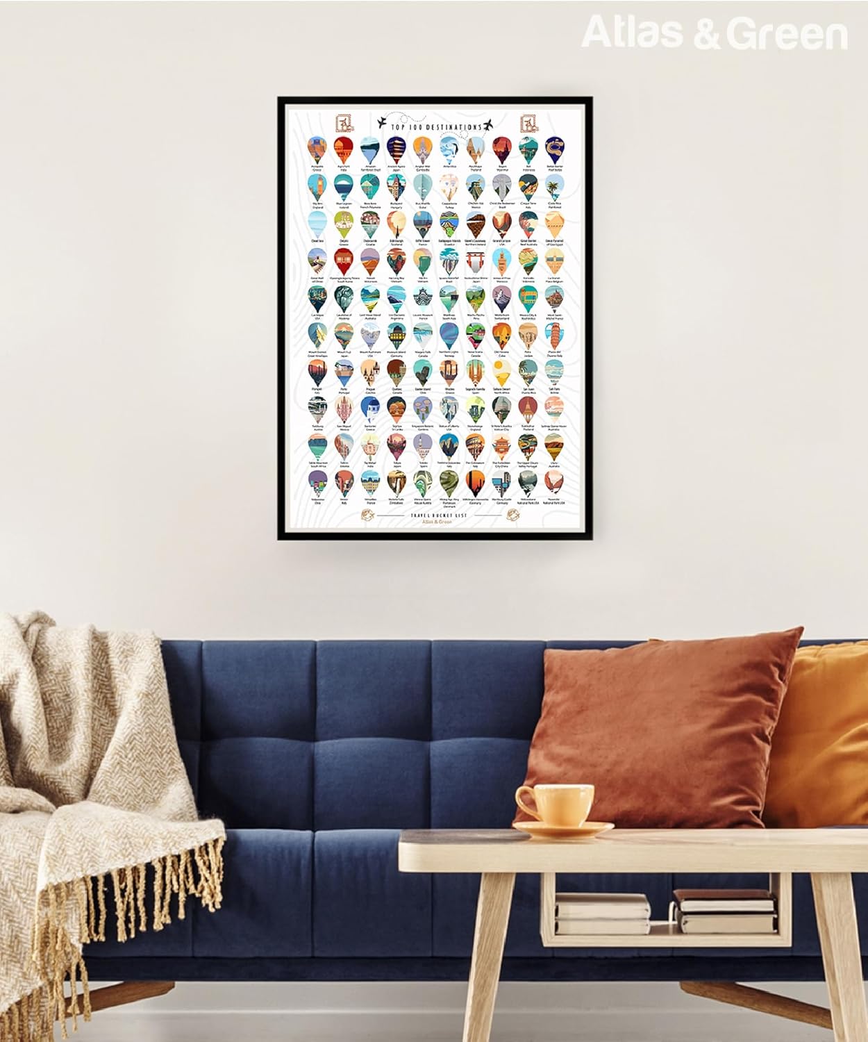 Thumbnail 5 de Atlas & Green Top 100 Destinations Scratch Off Poster