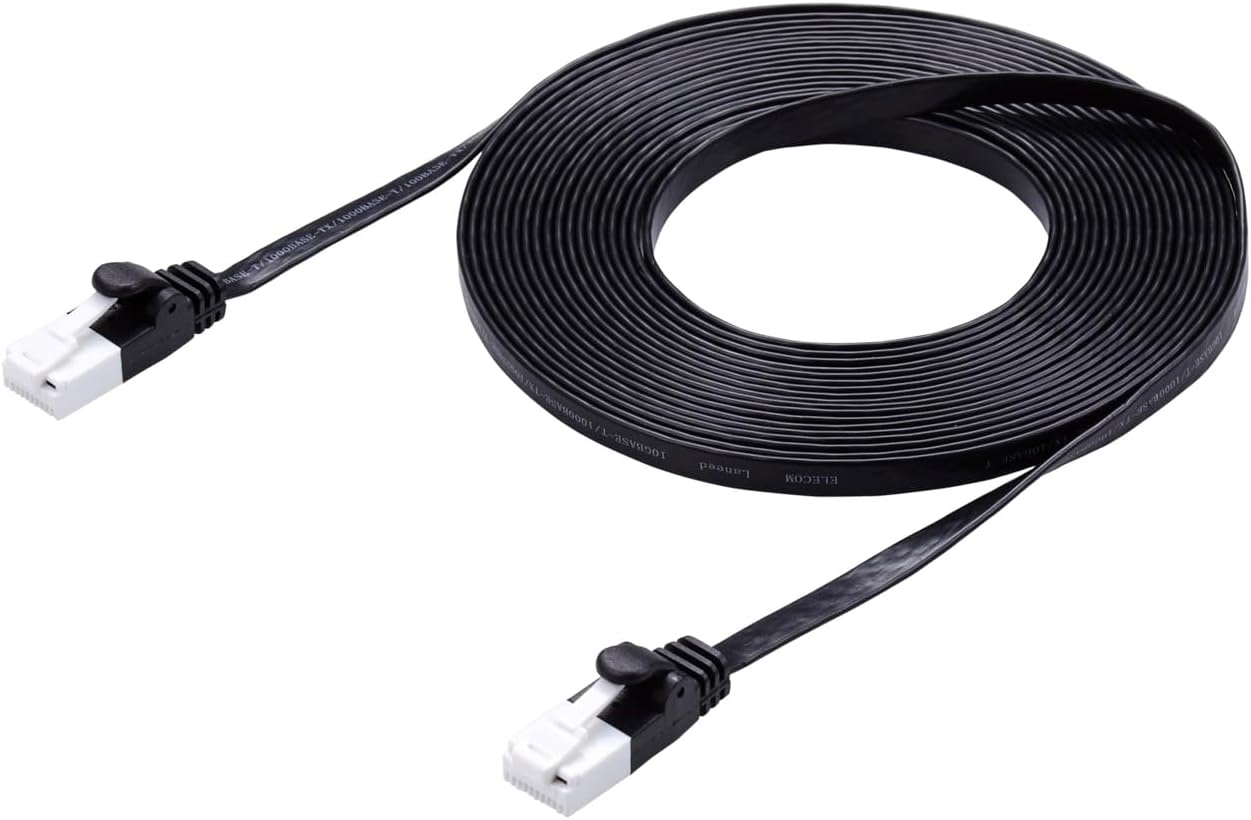Detalle de エレコム ECLD-GFATBK50 CAT6A LANケーブル 5m 爪折れ防止・フラットタイプ