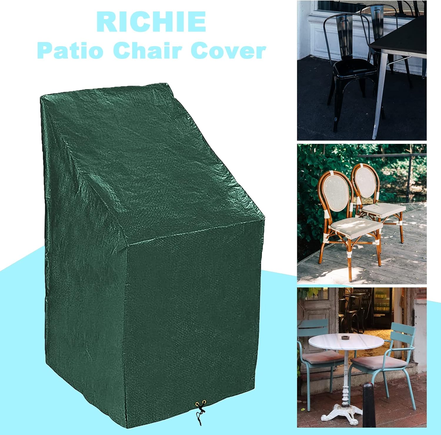 Thumbnail 2 de RICHIE Garden Stacking Chair Cover: Weatherproof, UV-Resistant Outdoor Chair Cover (65×65×80/120 cm)