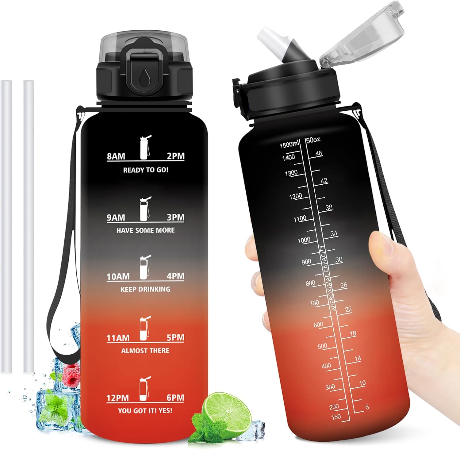 Detalle de Borraccia 1,5 L riutilizzabile con cannuccia