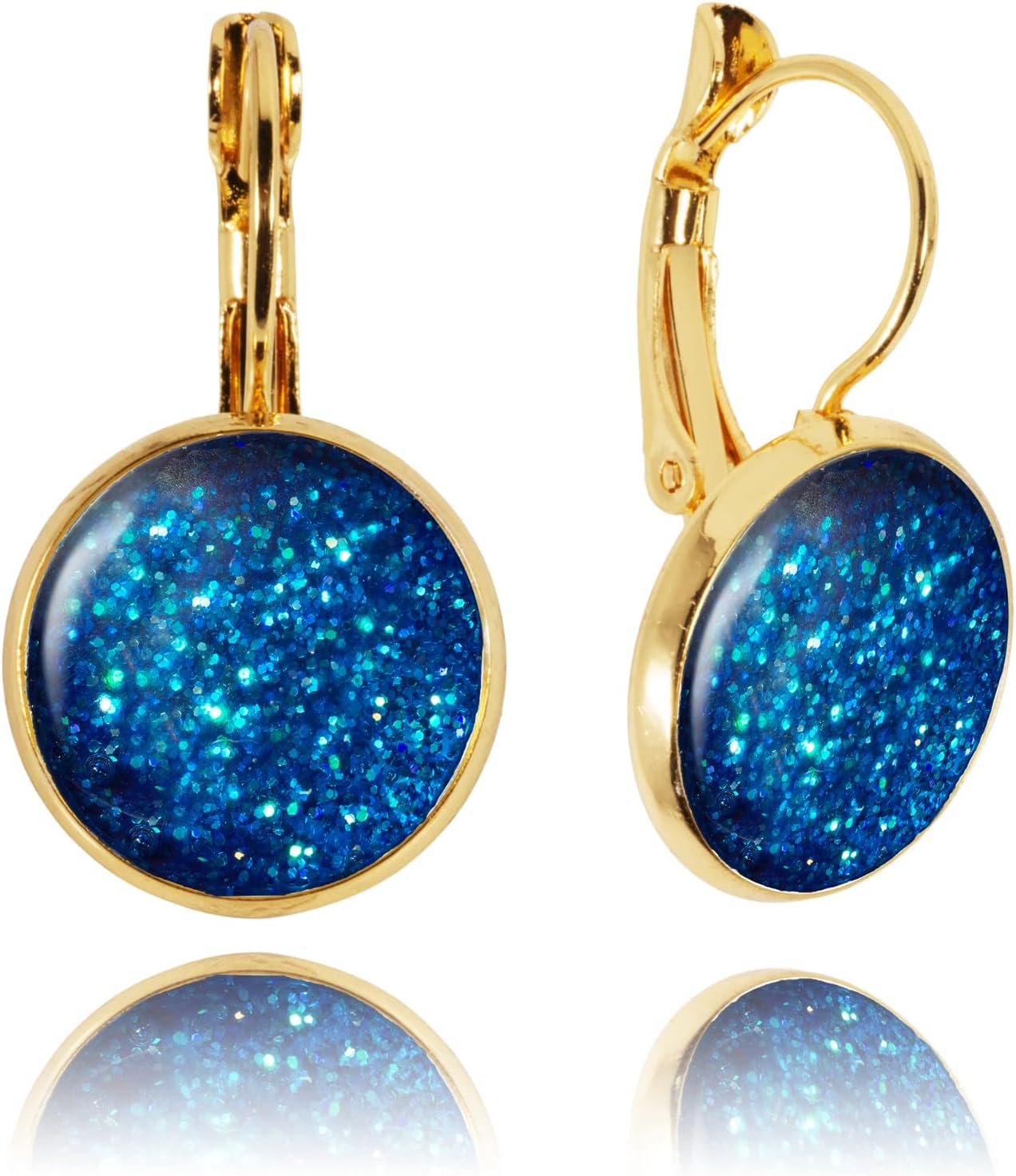 Detalle de Pendientes Gota Dragon Porter 2,8 cm Azul Oro