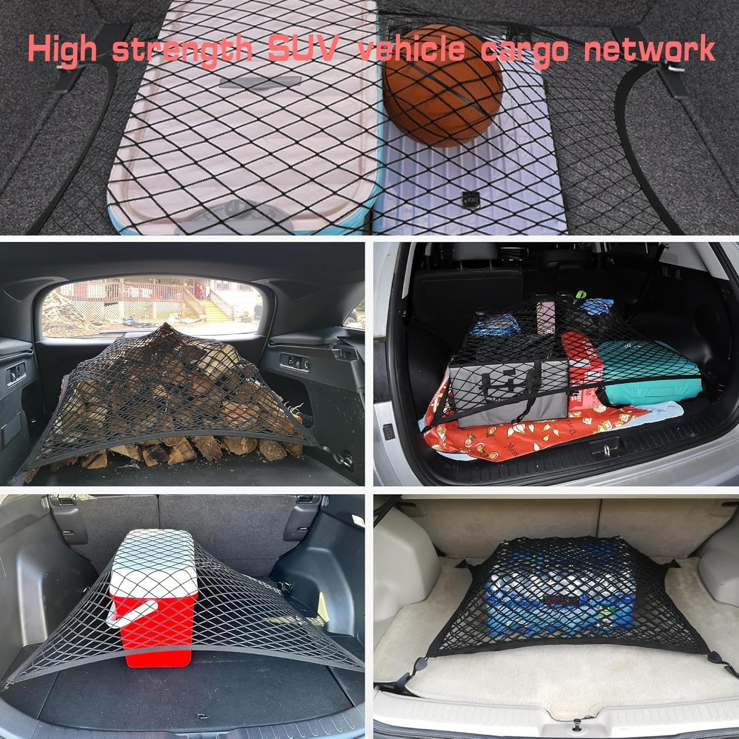Thumbnail 6 de Rete Carico Bagagliaio Auto Elasticata 60×40 cm Espandibile 120×80 cm con 4 Ganci – Organizer Universale per Auto/Truck/SUV