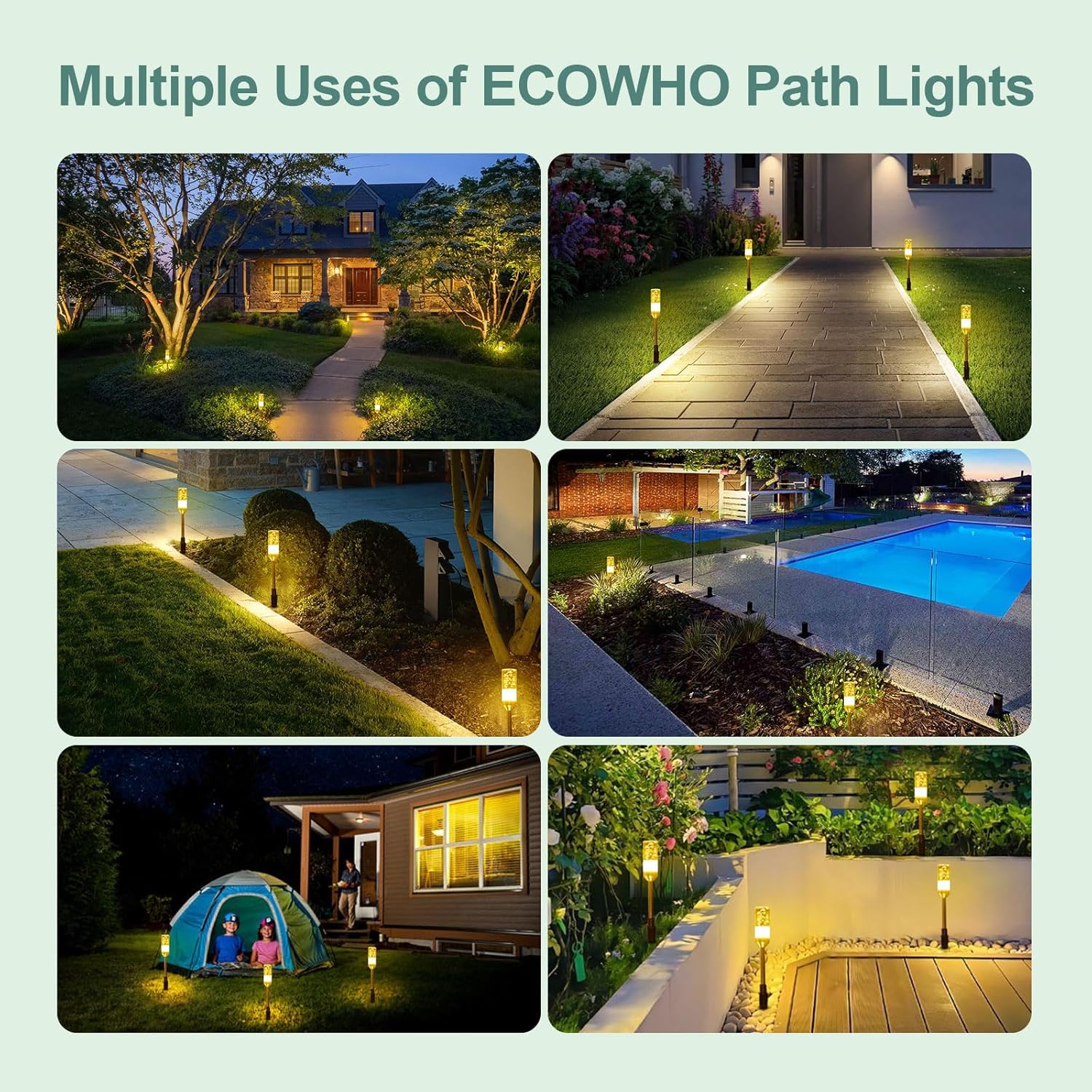 Thumbnail 6 de ECOWHO Mains Powered Garden Path Lights: Extendable 24-Pack 12V Low Voltage LED Landscape Lights