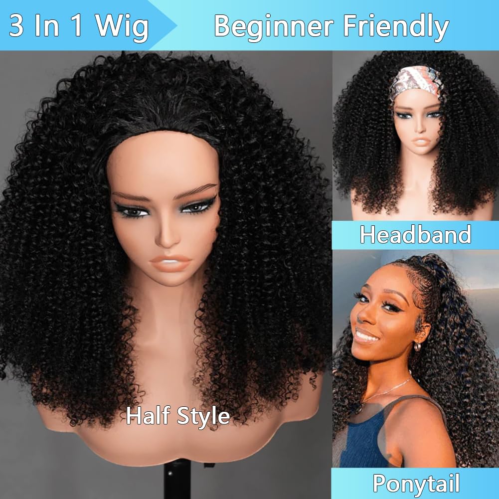 Detalle 2 de QUANDIAN Kinky Curly Half Wig 20" 200% density ๐ฉ๐ฆฑ