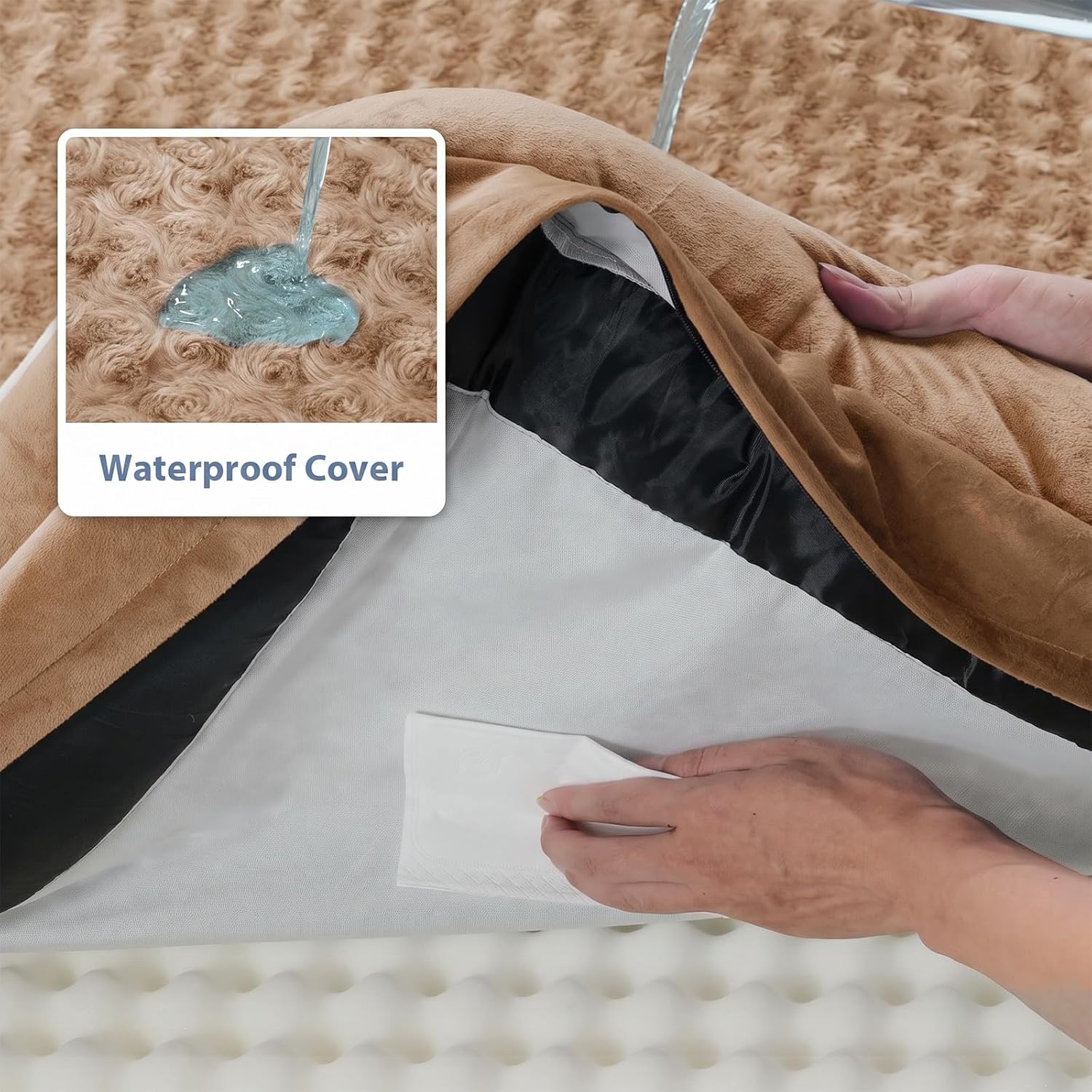 Detalle de BFPETHOME Orthopedic Washable Dog Bed, 42 x 30-Inch L-Shaped Foam Couch