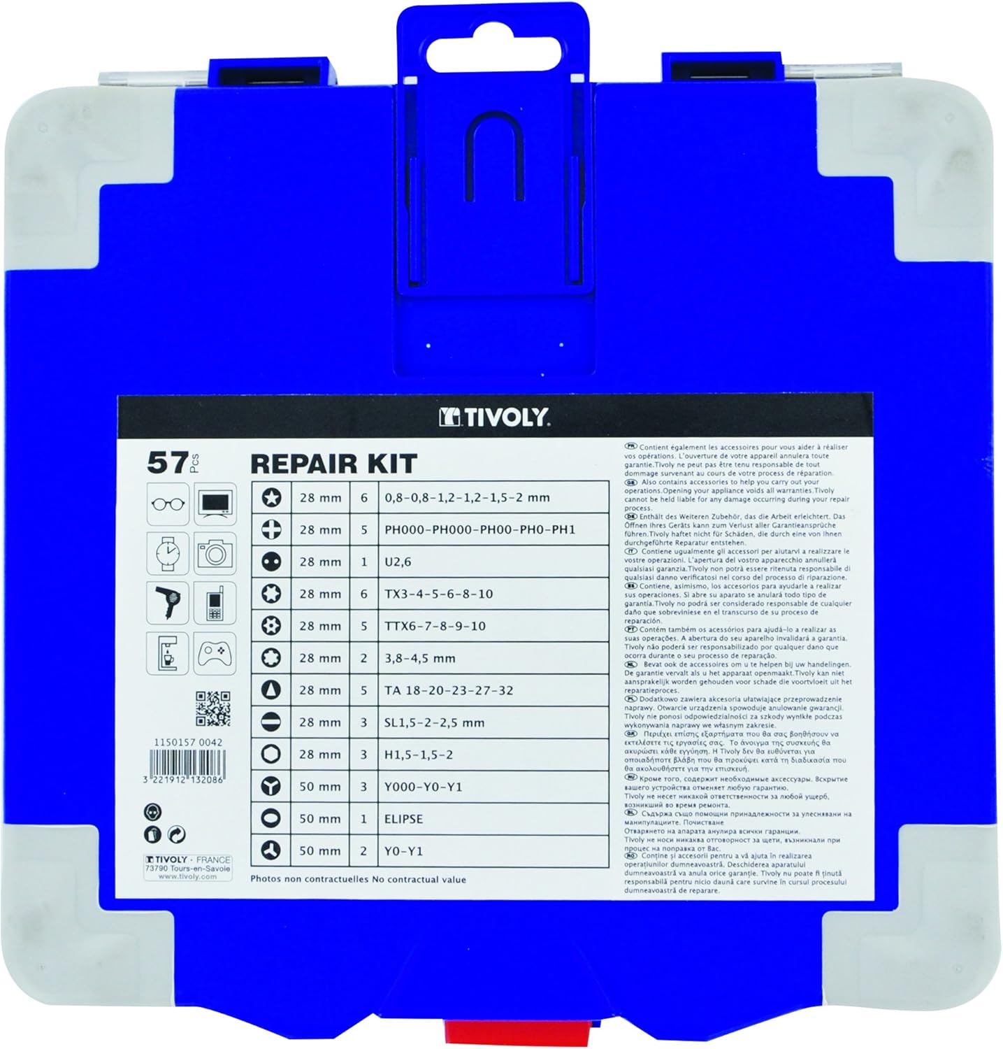 Detalle de Tivoly 11501570042 – Ensemble d’outils pour ouverture et réparation de smartphones et appareils électroniques, 57 pièces