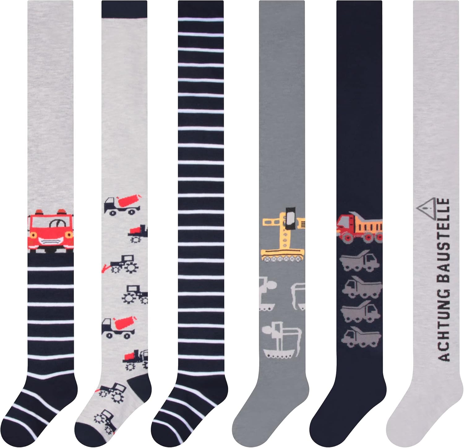Detalle de L&K-II 6er collants enfants garçons - rayures multicolores et motifs dino (2734)