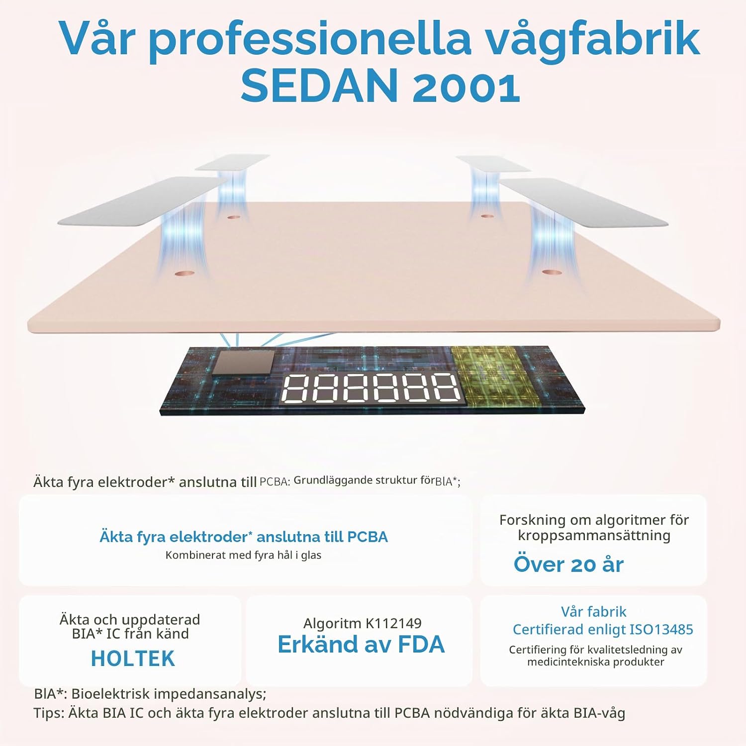 Detalle 2 de HOMEBUDS HB9029 smart personvåg med kroppssammansättning, 182 kg, roséguld
