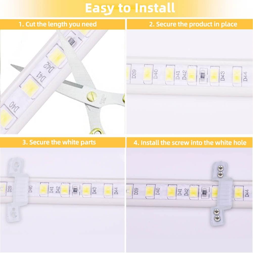 Detalle 2 de pcning Strisce LED SMD 5730 120 LED/m 220V IP67 6 m Bianco Caldo 3000K con clip di montaggio