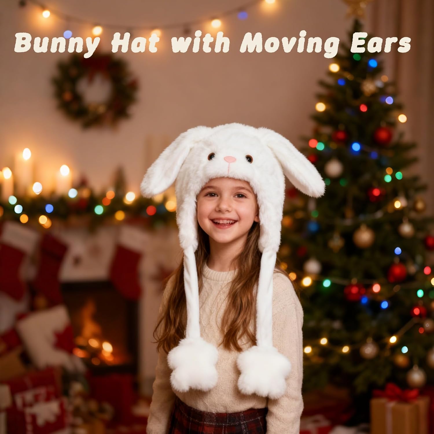Detalle de Deletoys Animal Hat with Moving Ears, Jumping Pop-Up Plush Cap for Kids